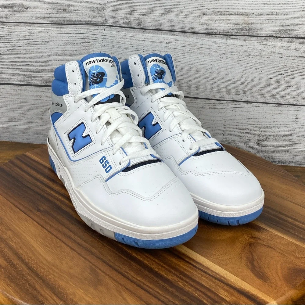 New Balance 650 White Heritage Blue High Top Sneakers BB650RCK Mens Shoe Size 12